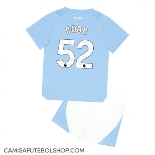 Camisa de time de futebol Manchester City Oscar Bobb #52 Replicas 1º Equipamento Infantil 2023-24 Manga Curta (+ Calças curtas)